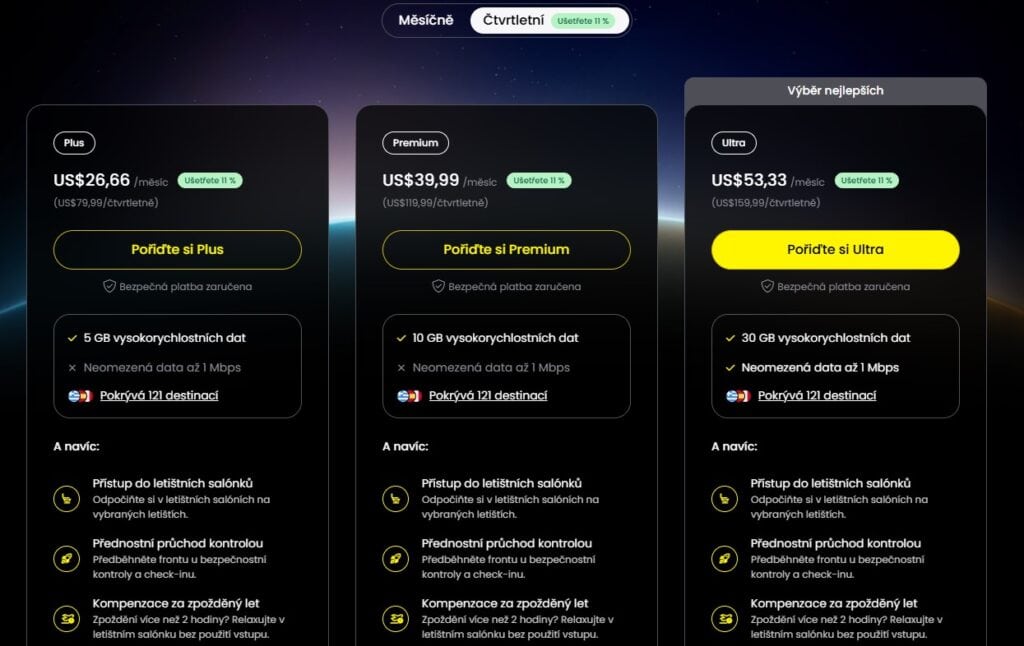 Letištní salónky zdarma Saily